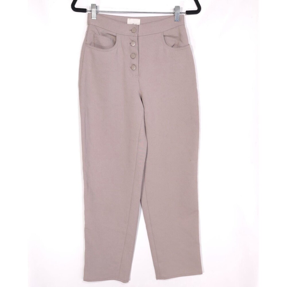 Aritzia Wilfred Andenne Pants Trouser‎ Size 2 Lucite Beige Button Fly Knit
